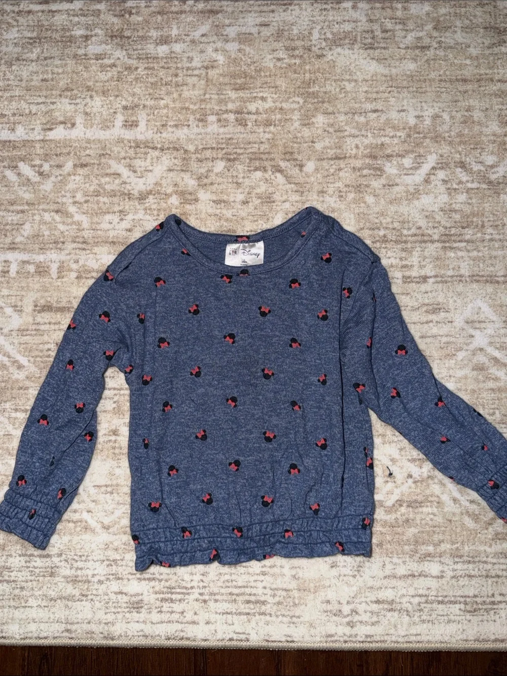 Baby GAP x Disney Navy Blue Long Sleeve Tee with Minnie Mouse and Bows